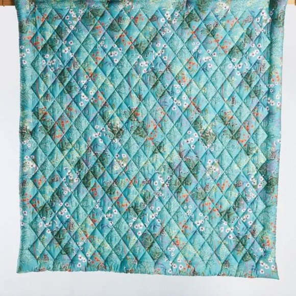 Anthropologie Reversible Organic Sateen Lemur & Flowers Twin Quilt NWT/NEW - Picture 4 of 5